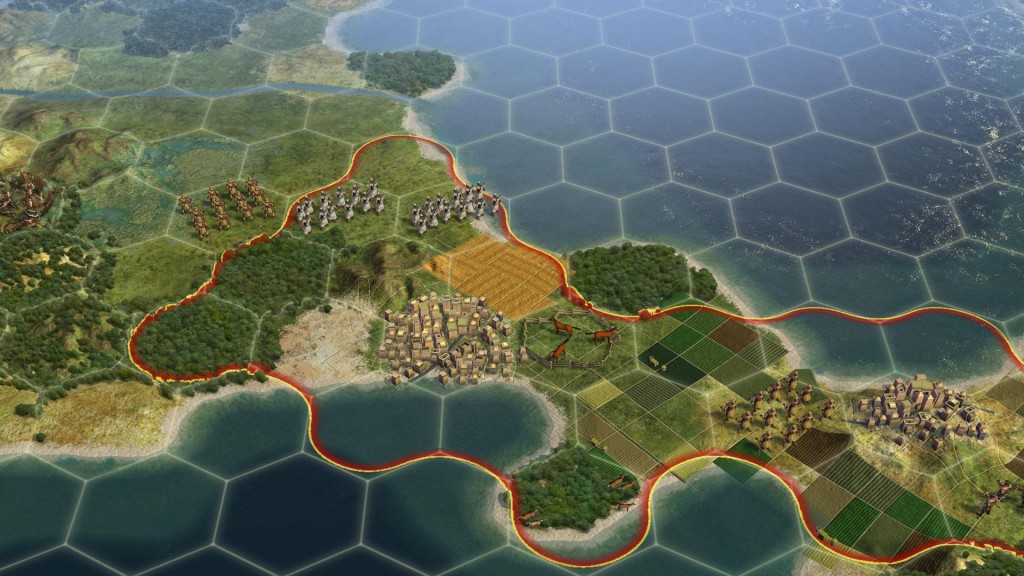 Le jeu Civilization V utilise des grilles d'hexagones.