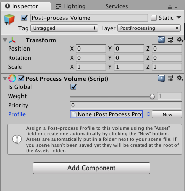 Activation du PostProcess Volume